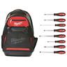 48-22-8200-48-22-2718 Milwaukee Jobsite Backpack Screwdriver Set Polyester Red 888234556667