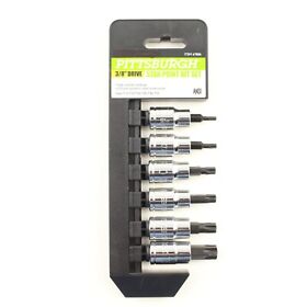 67886 6-piece Male Star Socket Set 3/8inch Drive Includes T-15 T-20 T-30 T-45 T-55