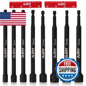 B07g7gybmv Abn 8pc Metric Magnetic Impact Nut Driver Set 6in Long Sockets 7-14mm