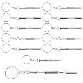 Accencyc 738170407335 12 Pcs Keychain Eyeglass Screwdriver 3 In 1 Key Steel Sc