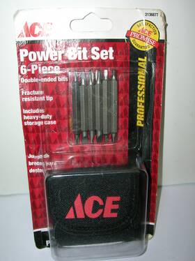 2136877 Ace 6pc Double Ended 2.5 Inch Power Bit Set With Belt Mounted Canvas Pouch Usa Assort