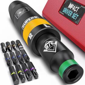 Aiourx 711181730579 3/8 Inch Hand Reversible Impact Driver Set Manual Screwdriver Kit For