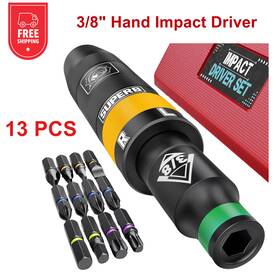 Ust395 Aiourx 3/8 Inch Hand Reversible Impact Driver Set For Removing Damaged Rusted Screw 13pcs