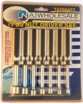 Taid0477 Aj Wholesale 7 Piece Sae Nut Driver Set 3/16 Inch 1/4 5/16 11/32 3/8 7/16 And 1/2
