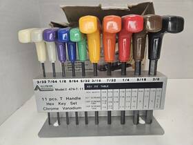 238709 Alltrade 028907474113 Vintage 11 Piece T-handle Hex Key Set Sae Sizes With Holder #