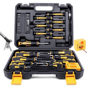 Amartisan 738596446185 Magnetic Screwdrivers Set With Case 43-piece Includs Slotted Phillips Hex
