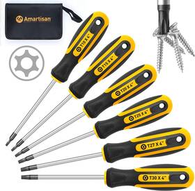 Am06b Amartisan 6-piece Magnetic Torx Screwdrivers Set T10 - T30 Security Tamper Proof