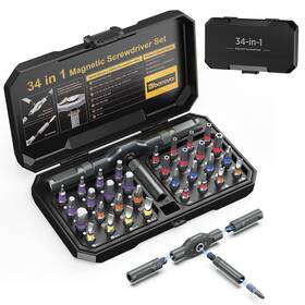 Ha151km-us-ma08uk-rvf Ankilo Magnetic Screwdriver Set 34 In 1 New Diy Ratchet Black