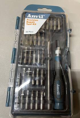 Anvil 194767001865 36 Piece Precision Repair Tool Kit Phillips Hex Star Triangle Spammer Bits