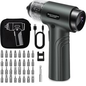 Anxtech 774501947408 Cordless Electric Screwdriver Set With 32 Bits Digital Screen Led Light 7 Tor