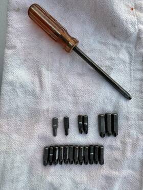 Apex 212-10 Torq Assorted Bits And Driver Handle 212-10a -10 -8 -6 -5