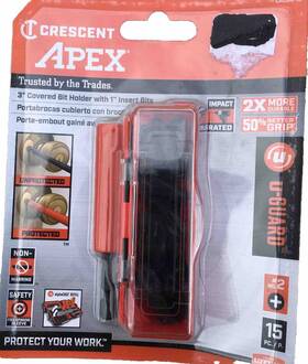 Apex 697099340003 Crescent 3 Inch 1/4 Hex Bit Holder With 15 #2 Phillips 1 Bits Usa