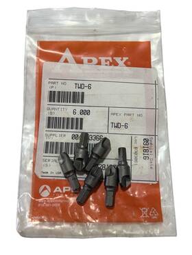 Twd-6 Apex 1/4 Inch Hex Drive - #6 Tri-wing 1 Overall Length Insert Bit 6 Pack