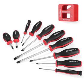04018 Arrow Fastener 11-piece Magnetic Screwdriver Set Cr-v Steel Screw Driver Black Red