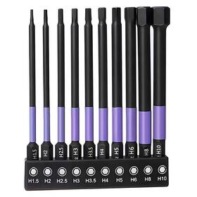240522 Auniwaig 1/4 Inch Hex Head Allen Wrench Drill Bit Set One Size Purple Black