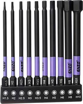 240522t-0002 Auniwaig 1/4 Inch Hex Head Allen Wrench Drill Bit Set One Size Purple Black