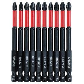 02528 Autotoolhome 10 Pack Phillips Ph2 Magnetic Anti Slip Length 90mm Black