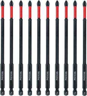 Autotoolhome 744759749161 10 Pack Phillips Ph2 Magnetic Anti Slip Screwdriver Bit Set 6 Inch