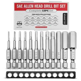 Baker And Bolt 782290107361 Allen Wrench Drill Bit Set - Premium 12pc Complete Sae With Storage Case
