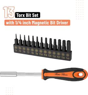 Bates Choice 711181903027 14pc Torx Bit Set Tamper Proof Security Torq T4/t5/t6/t7/t8/t9- T40 Screwdriver