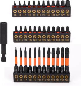 T5-t40 Bates Choice 810168266411 Bates- Impact Torx Bit Set 37 Pack Security Tamper Proof