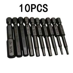 Benafini 313093366329 10pcs Set Hex Magnetic Head Allen Wrench Drill Bits 1/4 Inch Shank Screwdriver