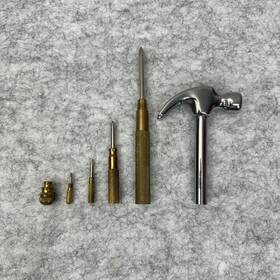 Best Way Tools 080497338039 6 Pc Nesting Mini Claw Hammer Phillips Screwdriver Combo Tool Set Brass Handle