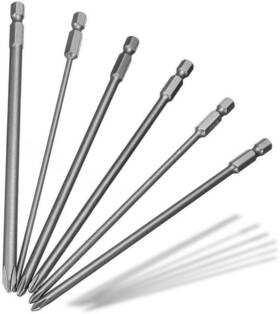 Bestgle 603935140362 6pcs 1/4 Inch Hex Shank Magnetic Long Phillips Cross Screw Head Screwdriver Bits