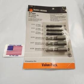 71-373 Black Decker And 6 Piece Screwdriver Bit Set Made In The Usa New Old Stock 71-373 Black Decker And 6 Piece Screwdriver Bit Set Made In The Usa New Old Stock