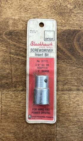 31772 Blackhawk Nos Tools Screwdriver Bit Adapter 3/8 Inch Drive 1/4 Shank Usa