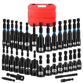 Pb140034m Blackrobot 34-piece Metric And Sae Impact Magnetic Nut Driver Set In Portable Box Heavy Duty