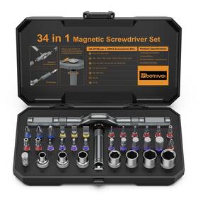 Bomivoi Ha159km 34 In 1 Magnetic Screwdriver Set Ratcheting With 1/4