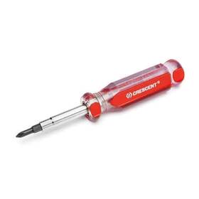 Branded 445047588518 6-in-1 Interchangeable Bit Screwdriver Red Handle 7-piece Crescent Steel New