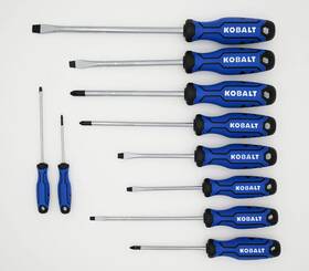 68514 Branded Kobalt 10 Piece 6 Inch Magnetic Screwdriver Set Pro Grip Hand Tool Kit