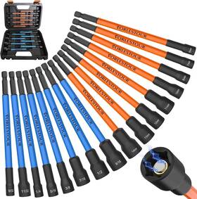 Branded 744243206132 16pcs Magnetic Nut Driver Set - 6 Inch Long For Impact Drill