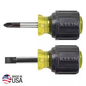 85071 Branded Klein Tools Stubby Slotted And Phillips Screwdriver Set-made In Usa-2piece