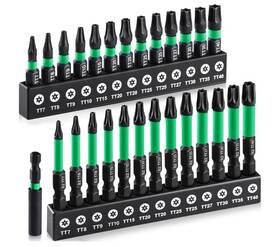 Riy-ttx27 Branded 27pcs Impact Torx Bit Set Tt7-tt40 S2 Steel Security With Tamper Proof And Magn