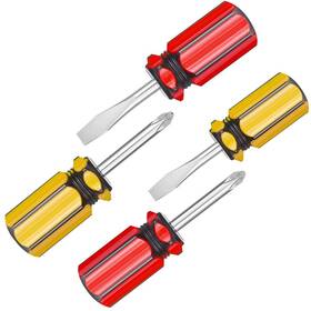 Buspoll 737269546412 2-color Small Handle Screwdriver 4pack Phillips And Flat Head Scr