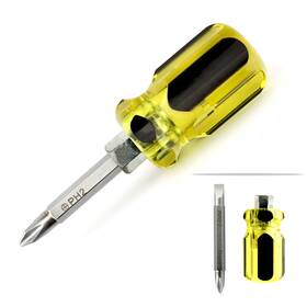 Buspoll 755318622085 Stubby Magnetic Short Screwdriver With Phillips And Flat Heads For Diy Repairs
