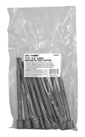 Asdns7l Cal Hawk 10pc Cal-hawk Cr-v Steel 7/16 Inch X 6 Long Magnetic Nut Setter With 1/4 Hex Bits