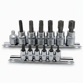 T10-t60 Calhawk Bsstb15 15pc Tamper Proof Torx Bit Socket Set Cr-v Steel 1/4 Inch And 3/8 Drive Rail