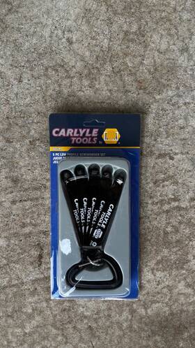 Sdslp5 Carlyle Tools Low Profile Black 5 Piece Screwdriver Set Manual Hand Tool