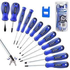 Cartman 943536319366 12pc Magnetic Screwdriver Set 6 Phillips Flat Cushion Grip Tool