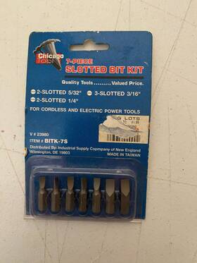 23980 Chicago Electric 7pc Slotted Screwdriver Bit Set Flat Head Kit New
