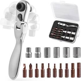Hl344 Cotouxker Mini Ratchet Set Right Angle Screwdriver With 1/4 Flex