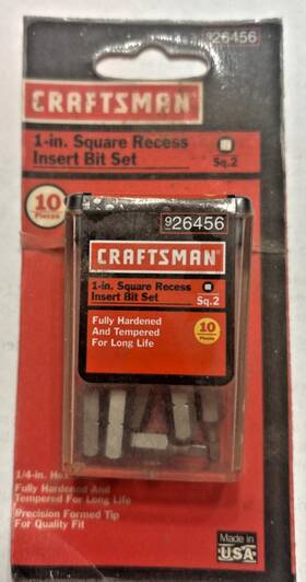 Craftsman 045325720745 Nos 10 Pc 1 Inch Square #2 Recess Insert Bits Made In Usa 1/4 Hex Holder Craftsman 045325720745 Nos 10 Pc 1 Inch Square #2 Recess Insert Bits Made In Usa 1/4 Hex Holder