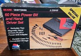 25649 Craftsman Vintage Sears 60 Pc Power Bit And Hand Driver Set Made In Usa