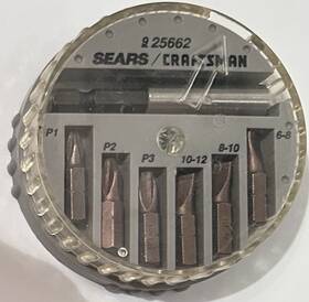 25662 Craftsman Vintage Sears Magnite No Slip 7pc Screwdriver Bit Set Usa