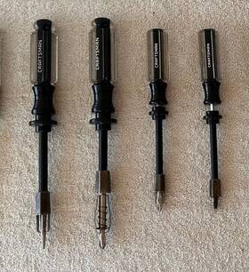 41123 Craftsman 41124 41363 41362 4 Vintage Tools Black Clear Screw-holding Screwdrivers Flat Phillips