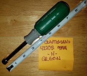 42205 Craftsman 44205 Vintage 9mm H Series Green Handle Nut Driver Hard To Find Hex